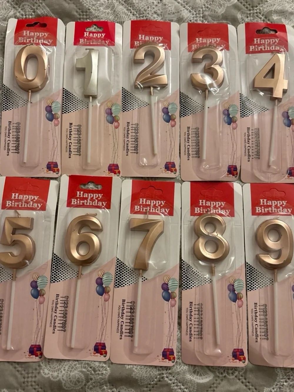 Rose Gold Birthday Candles (0-9)